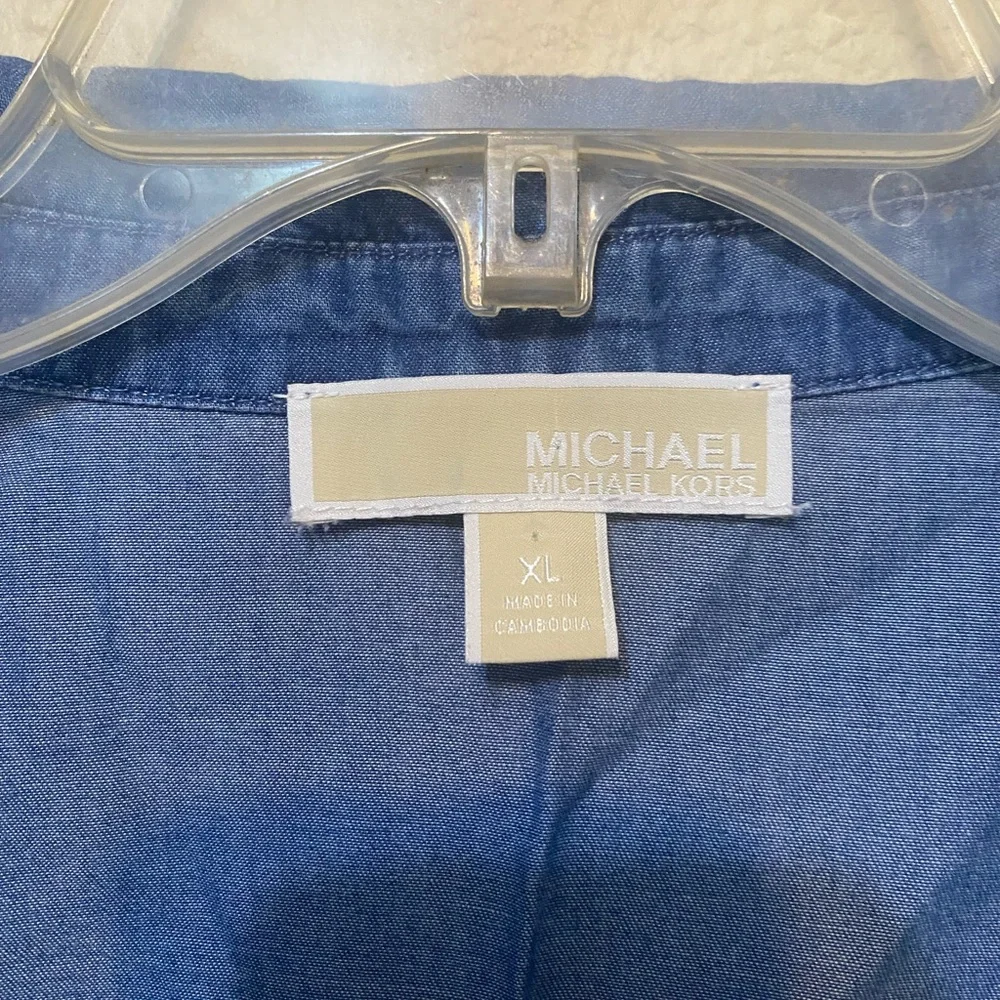 Michael Kors Blue Button Down Shirt - Picture 2 of 3